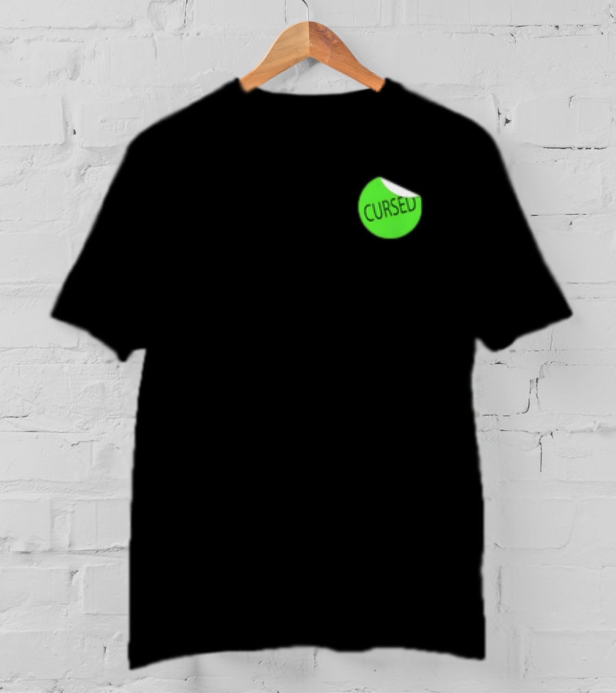 Danhausen Cursed Sticker Green Cursed Text T-Shirt