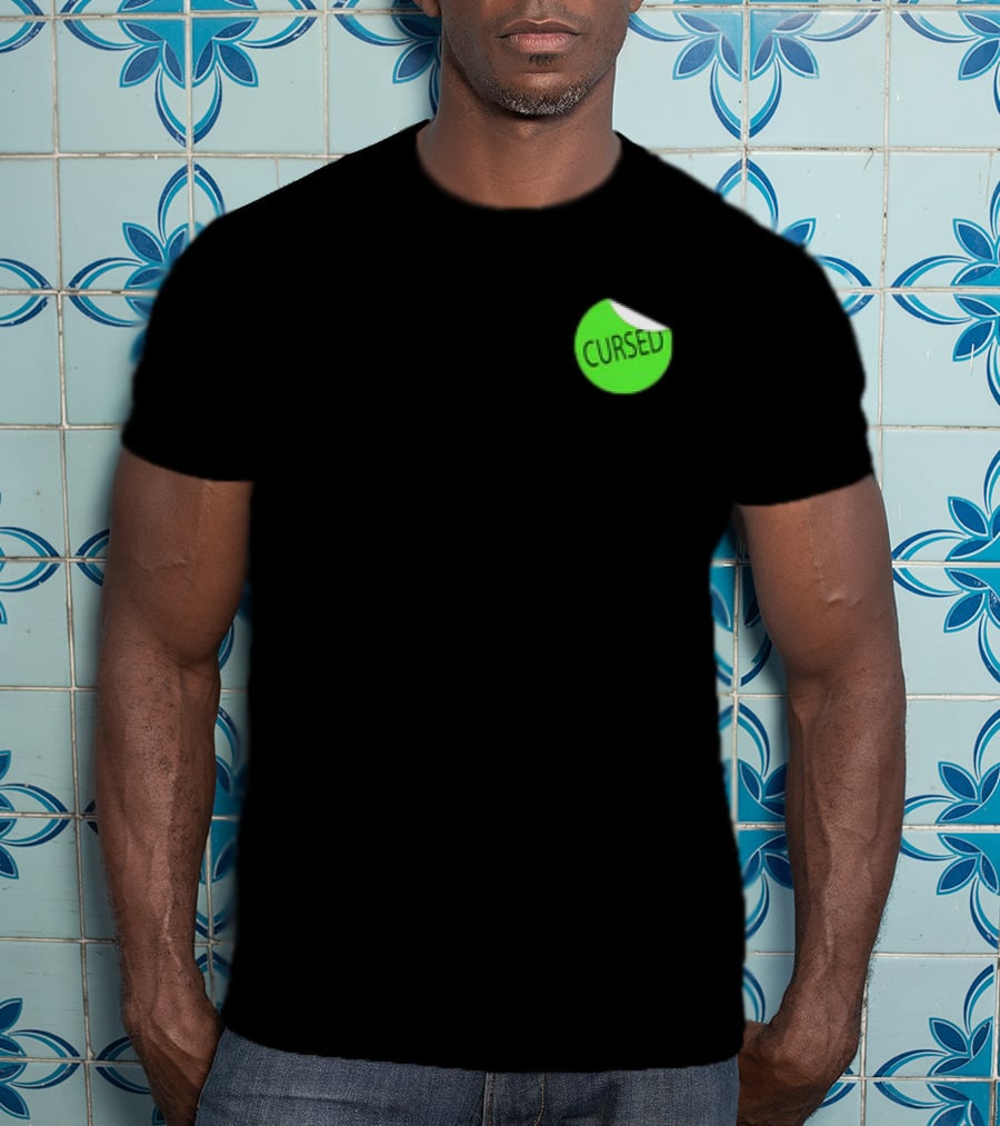 Danhausen Cursed Sticker Green Cursed Text T-Shirt