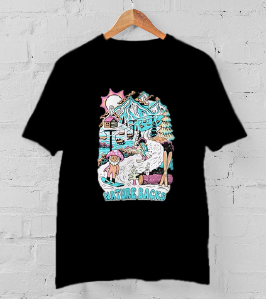 Nature Backs Mountain Cabin Adventure In Winter Wonderland T-Shirt