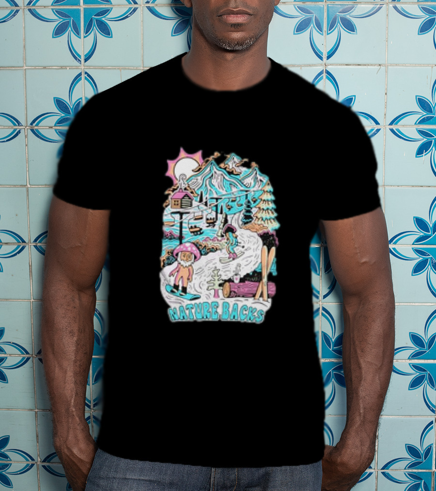 Nature Backs Mountain Cabin Adventure In Winter Wonderland T-Shirt