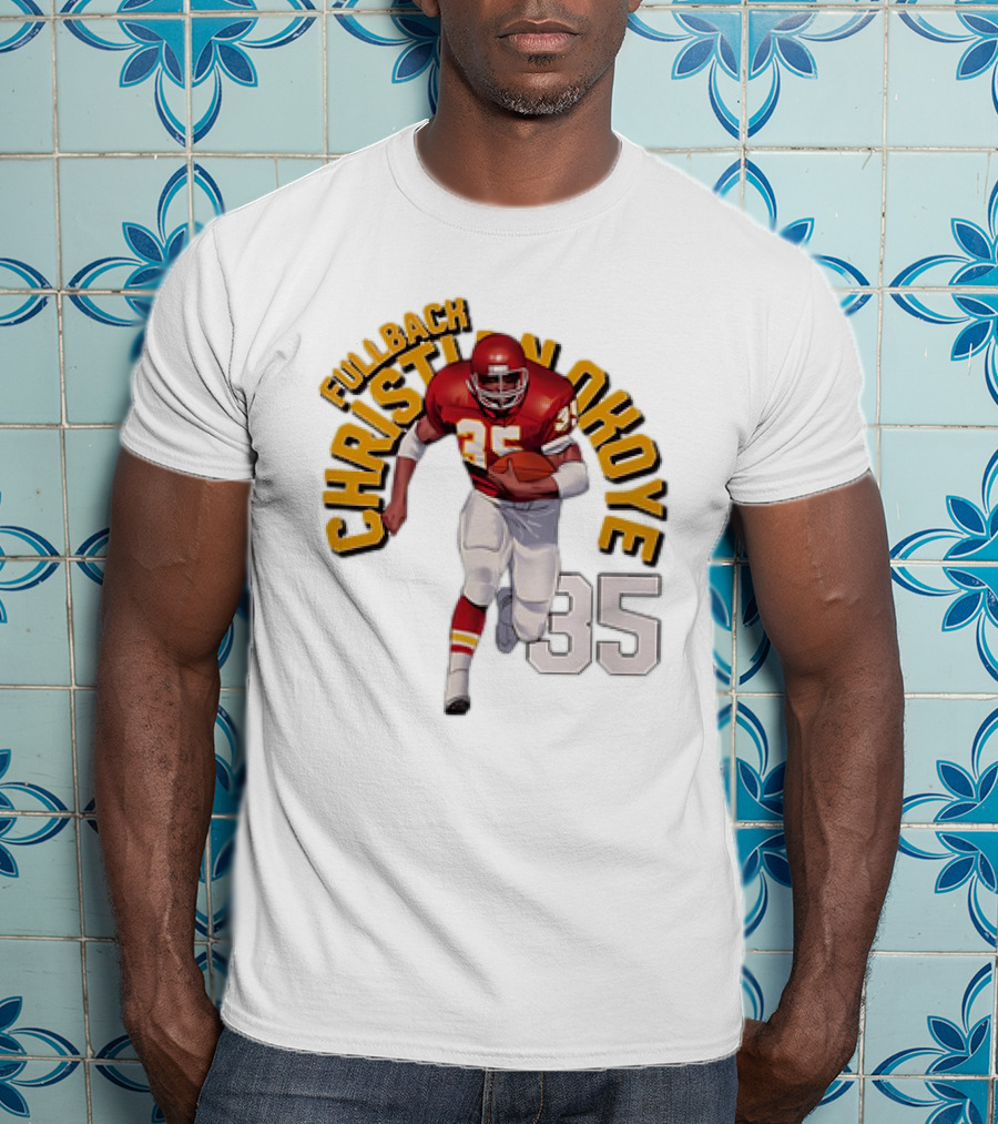 Christian Okoye Kansas City Chiefs Fullback 35 Vintage NFL Football Name ARC T-Shirt