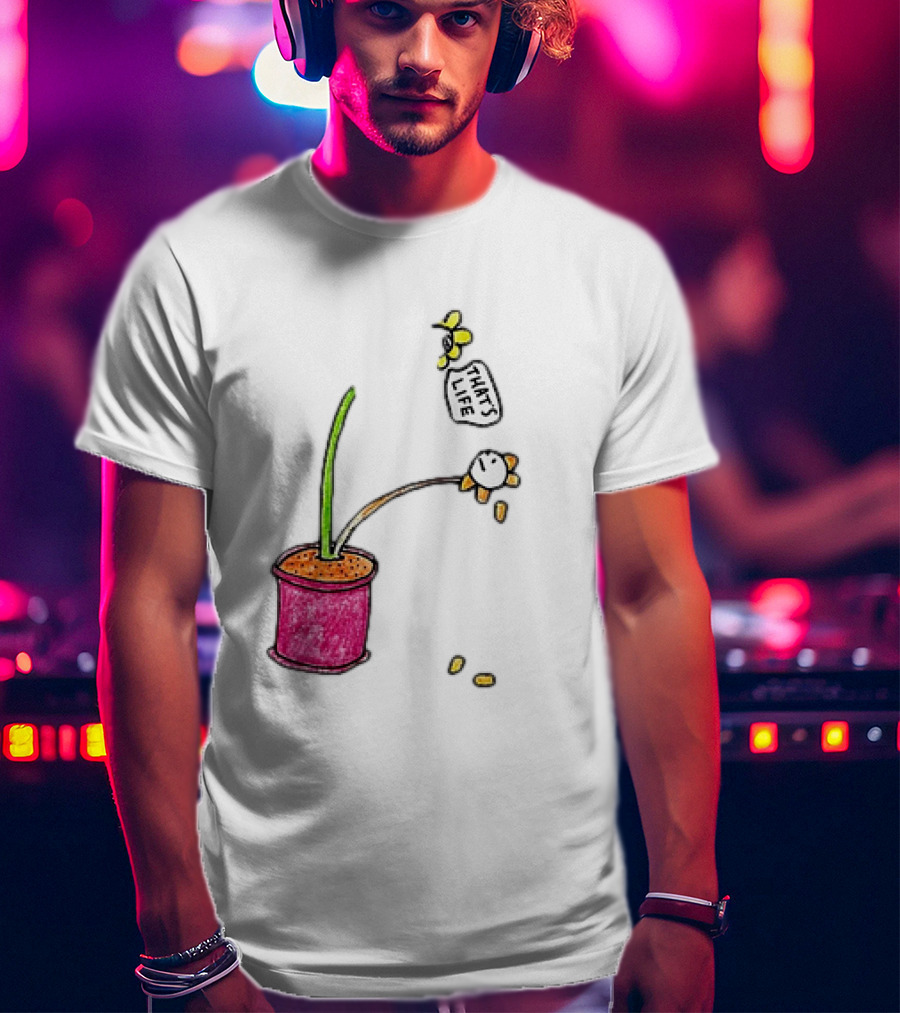 Flowers That's Life Drooping Plant With Bee T-Shirt