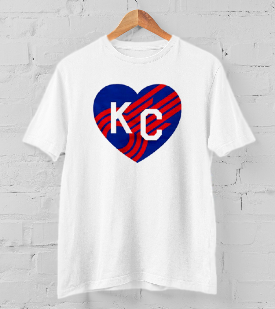 KC Comets Blue Red Striped Heart Love T-Shirt