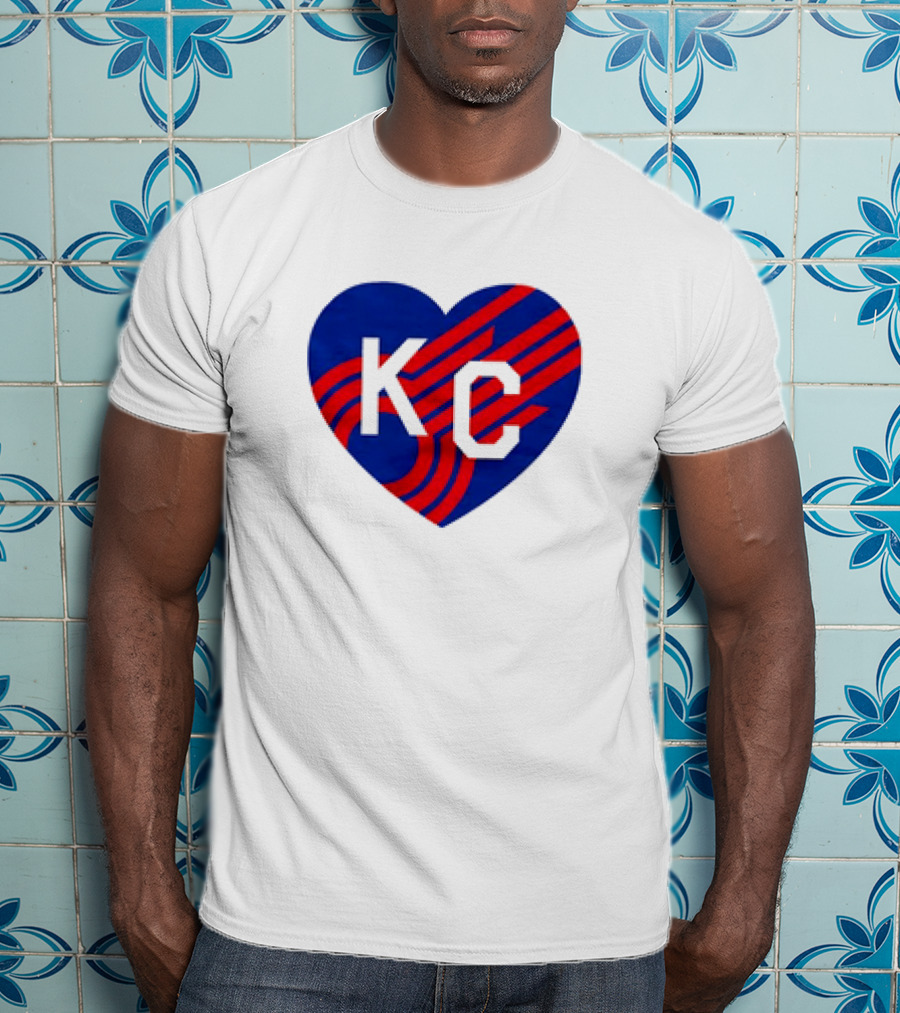 KC Comets Blue Red Striped Heart Love T-Shirt