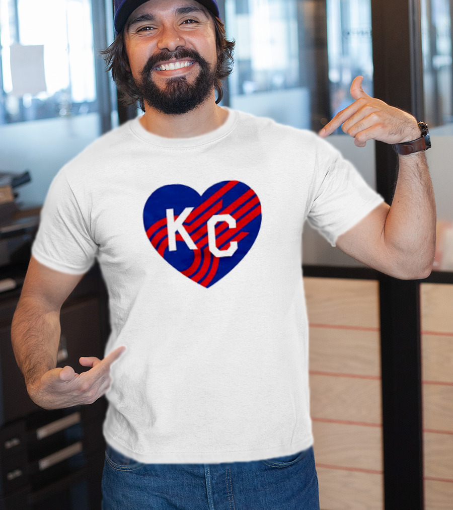 KC Comets Blue Red Striped Heart Love T-Shirt