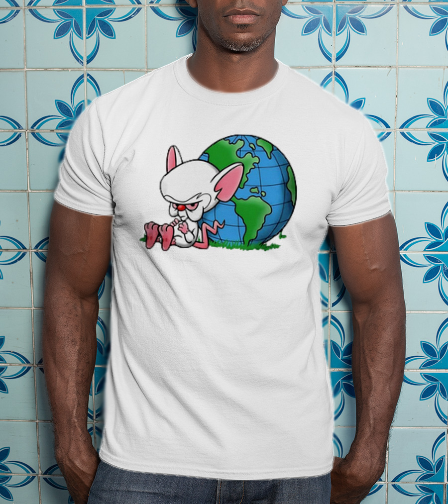 Pinky And The Brain World Domination Plan With Globe T-Shirt