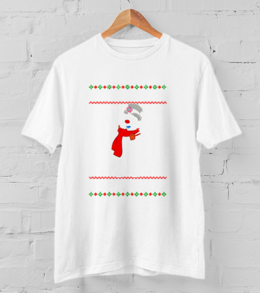 Snowman Santa Hat Red Scarf Christmas T-Shirt