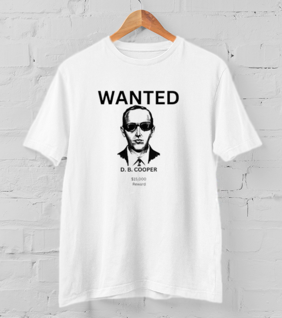 WANTED D.B. COOPER $15,000 Reward T-Shirt