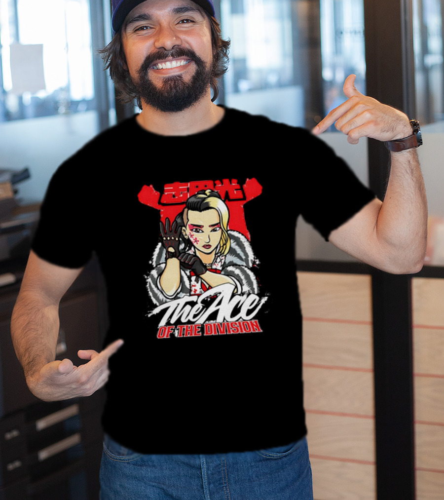 Hikaru Shida The Ace Of The Division Japanese Kanji Red Black Glove T-Shirt