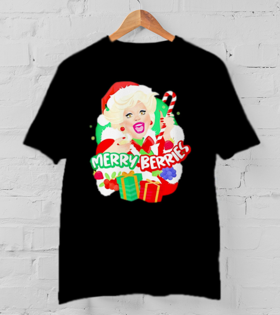 Merry Berries Christmas Santa Hat Candy Cane Gifts T-Shirt
