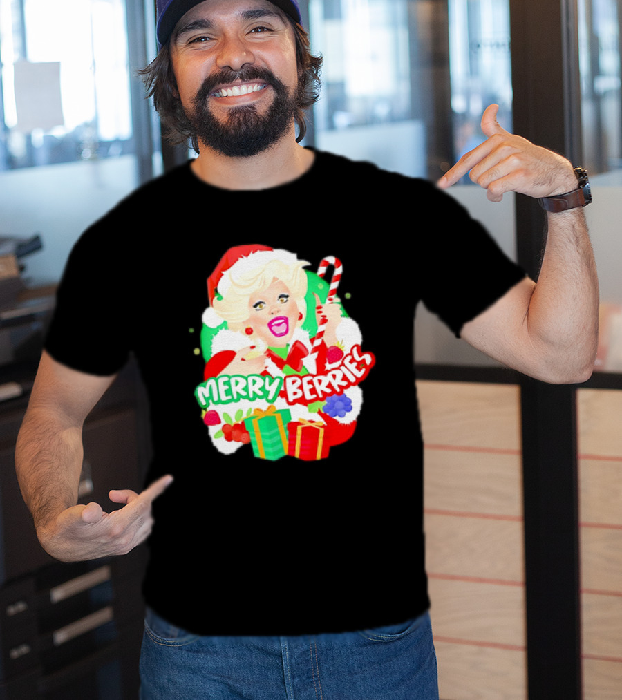 Merry Berries Christmas Santa Hat Candy Cane Gifts T-Shirt