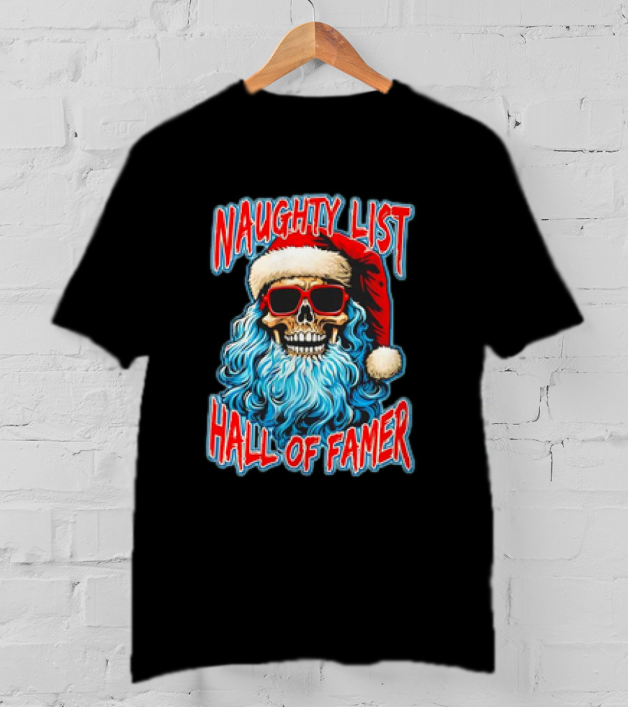 Naughty List Hall Of Famer Santa Claus Skeleton T-Shirt