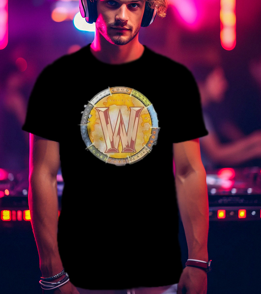 World Of Warcraft Northrend Rune Circle With W Emblem T-Shirt