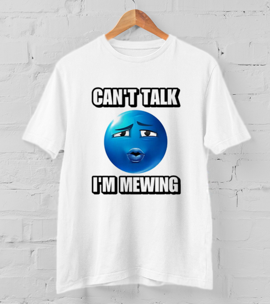 Can't Talk Blue Emoji Mewing Meme T-Shirt