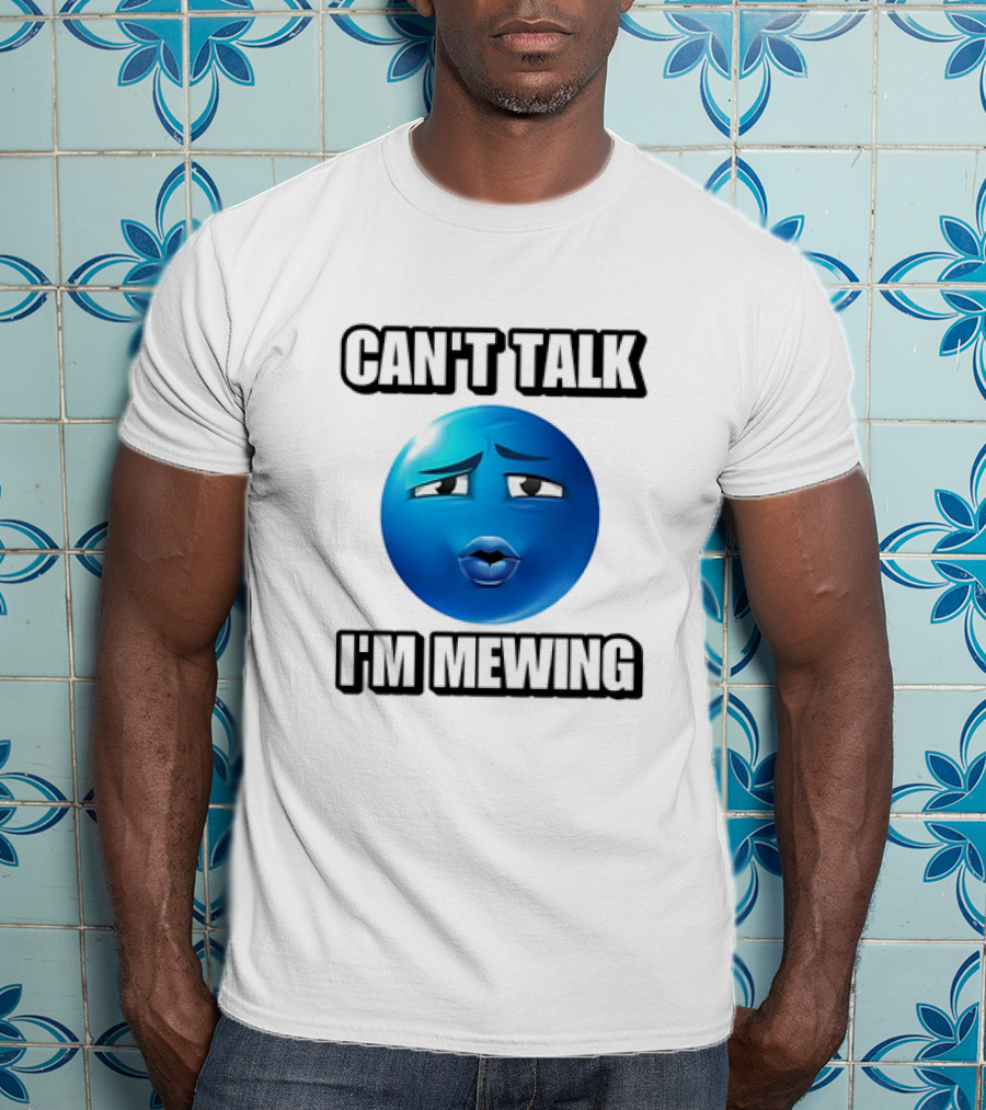 Can't Talk Blue Emoji Mewing Meme T-Shirt