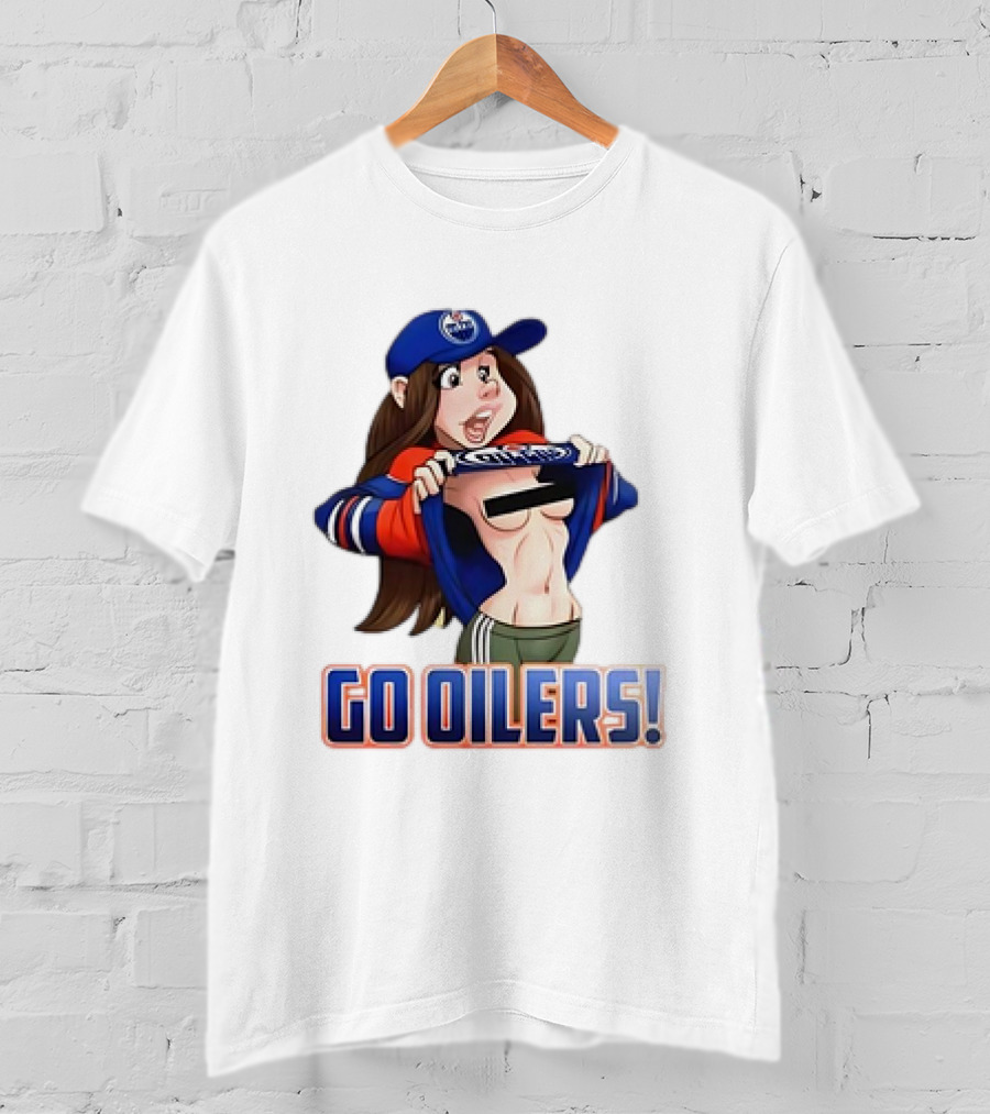 Edmonton Oilers Fan Girl Cartoon Go Oilers Enthusiasm T-Shirt