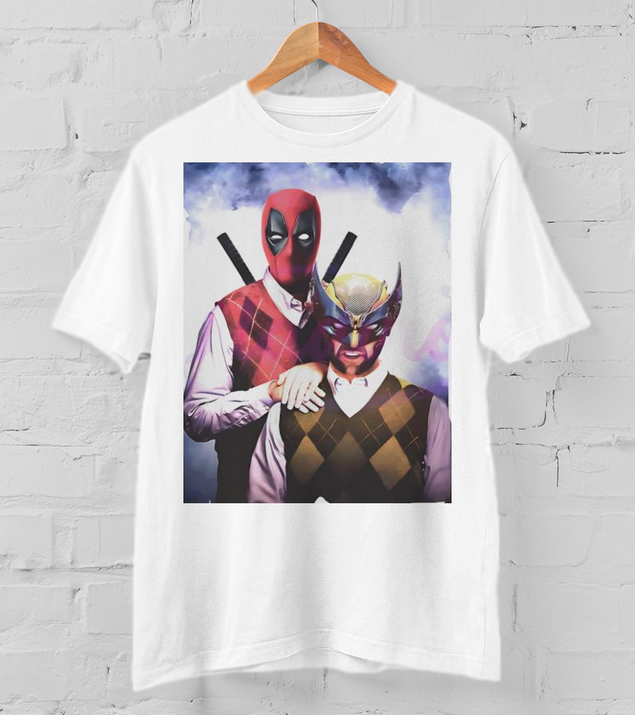 Retro Deadpool And Wolverine Step Brothers Iconic Parody Image T-Shirt