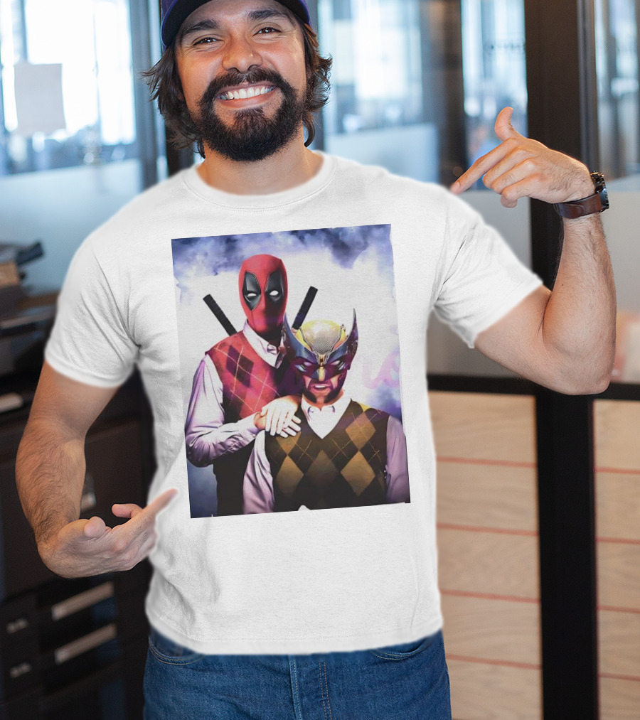 Retro Deadpool And Wolverine Step Brothers Iconic Parody Image T-Shirt