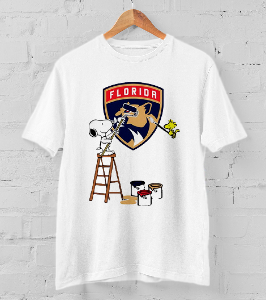 Snoopy And Woodstock Painting Florida Panthers T-Shirt