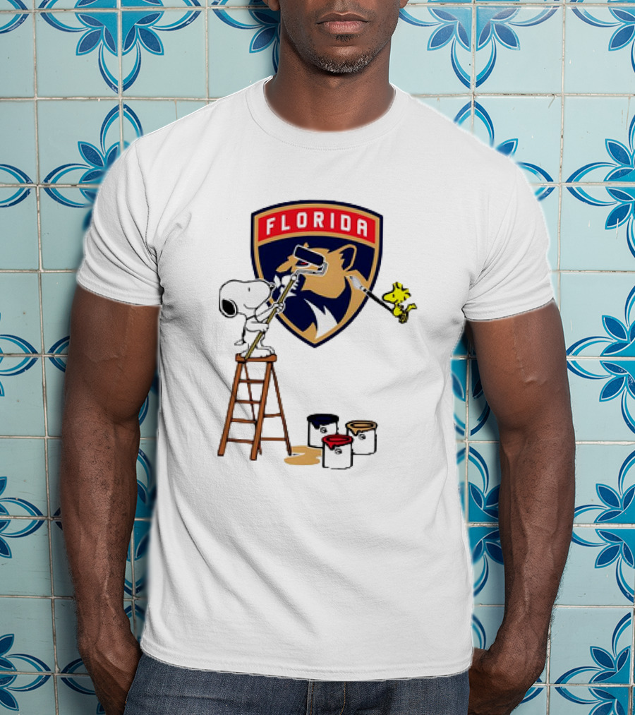 Snoopy And Woodstock Painting Florida Panthers T-Shirt