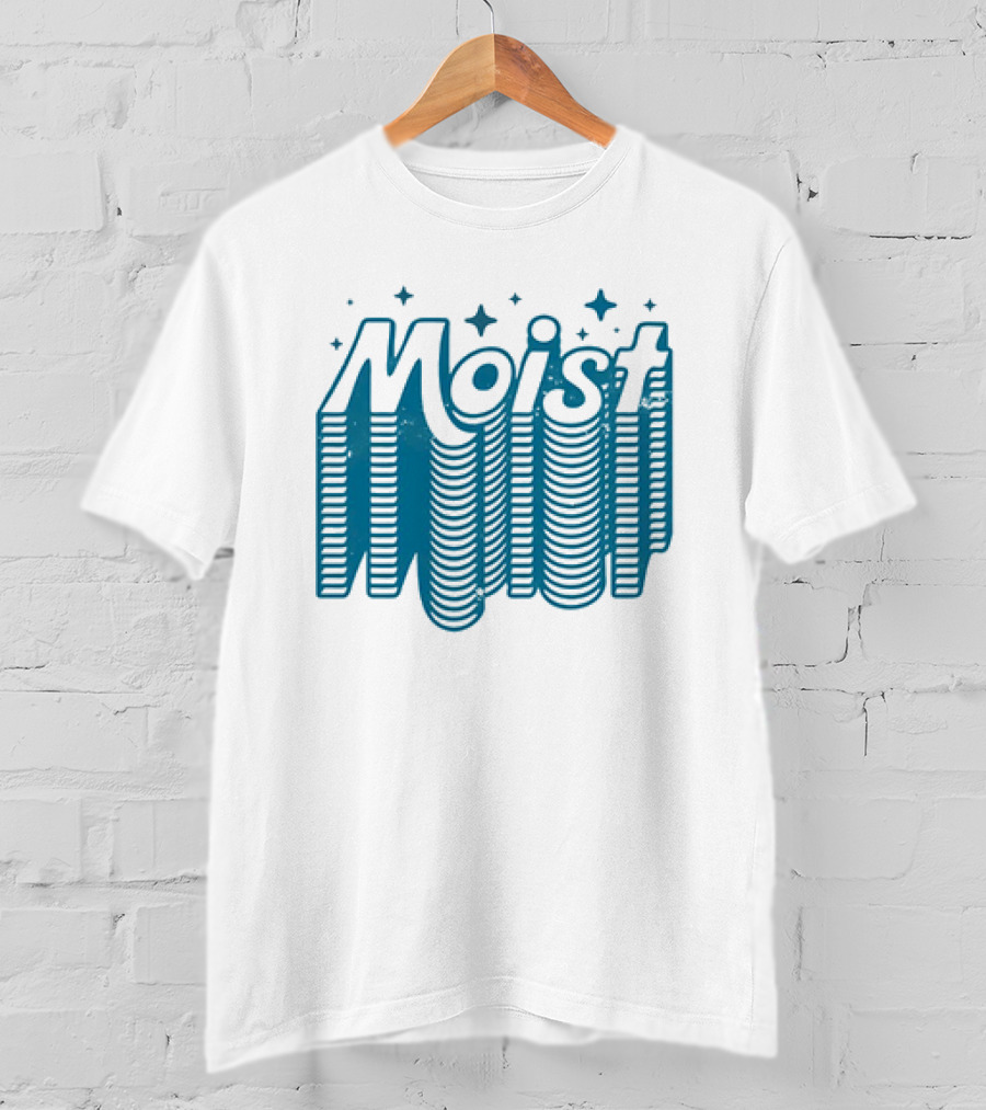 Moist 3D Text With Stars V2 T-Shirt