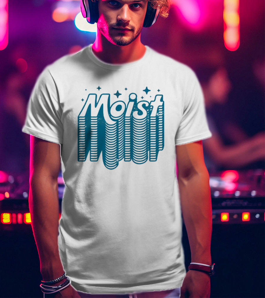 Moist 3D Text With Stars V2 T-Shirt