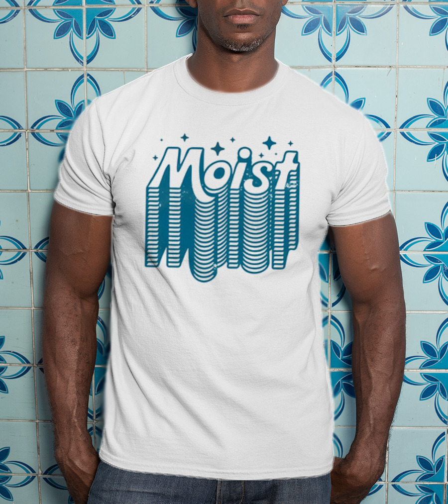 Moist 3D Text With Stars V2 T-Shirt