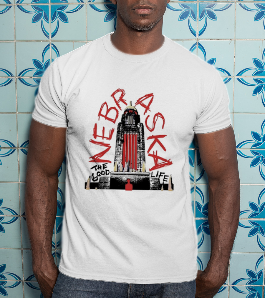 Nebraska The Good Life Capitol Building Stylistic T-Shirt