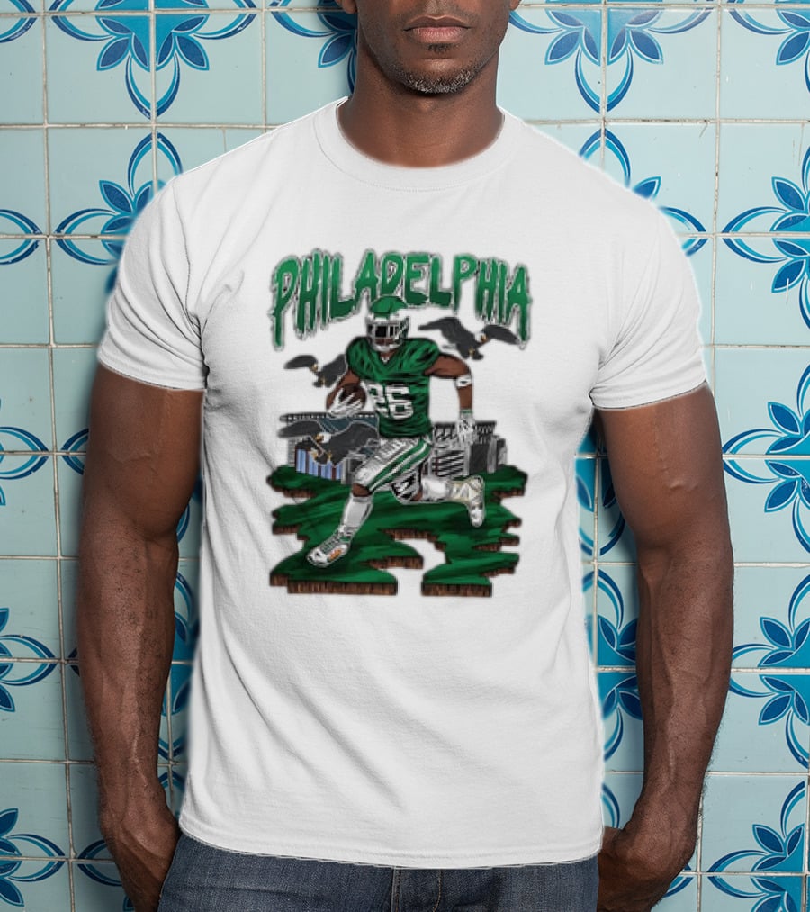 Philadelphia Eagles Saquon Barkley Bird Gang Running Player With Birds T-Shirt