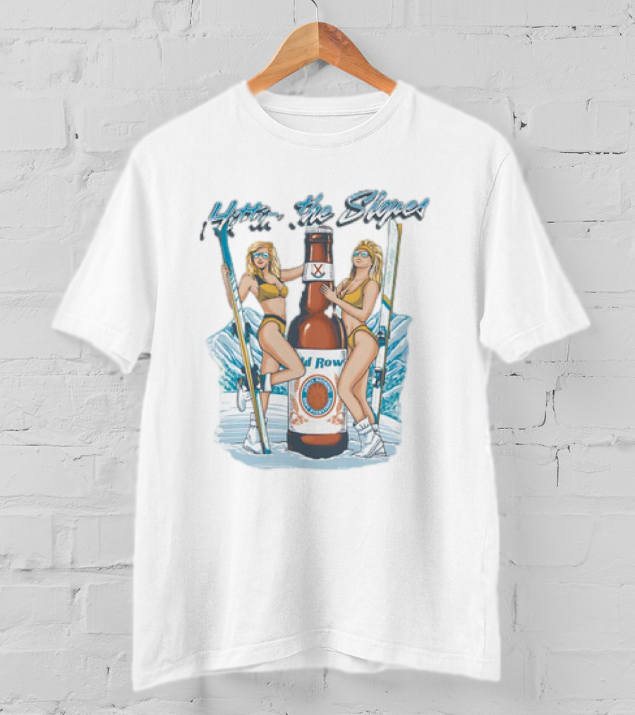 Hittin’ The Slopes Old Row Ski Chicks With Beer Bottle T-Shirt