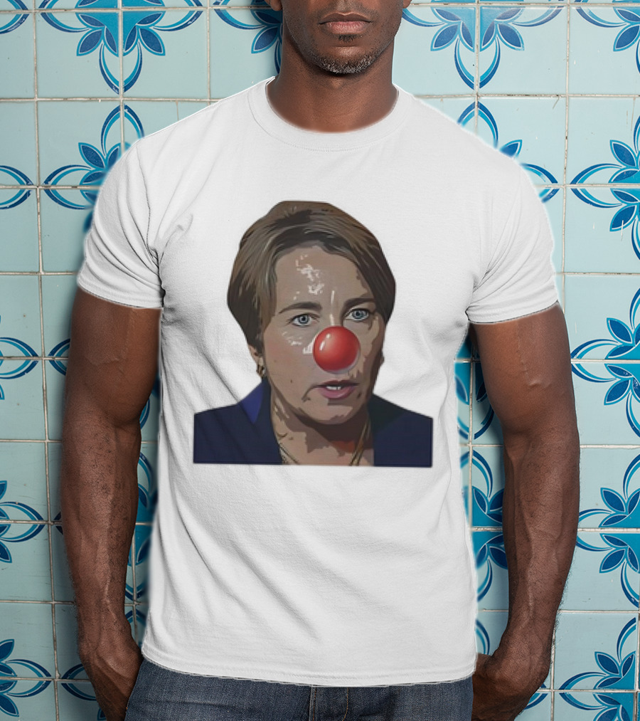 Maura Healey Cartoon Clown Nose Face Image T-Shirt