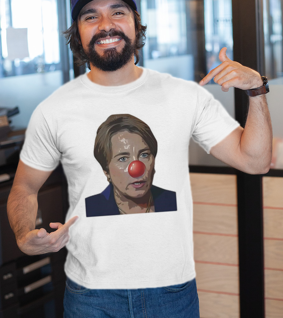 Maura Healey Cartoon Clown Nose Face Image T-Shirt