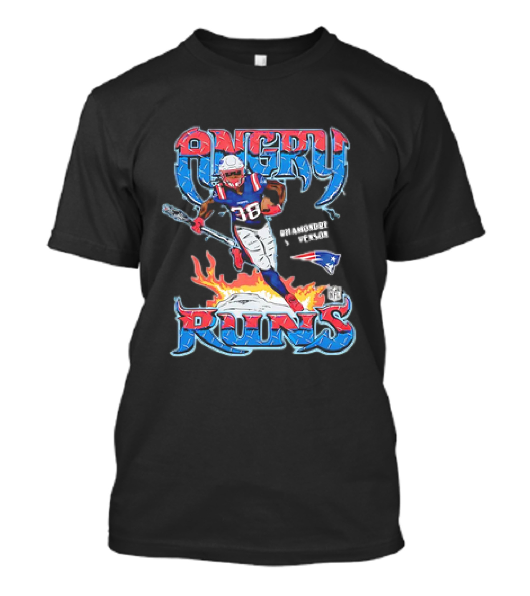 Angry Runs Rhamondre Stevenson New England Patriots NFL T-Shirt