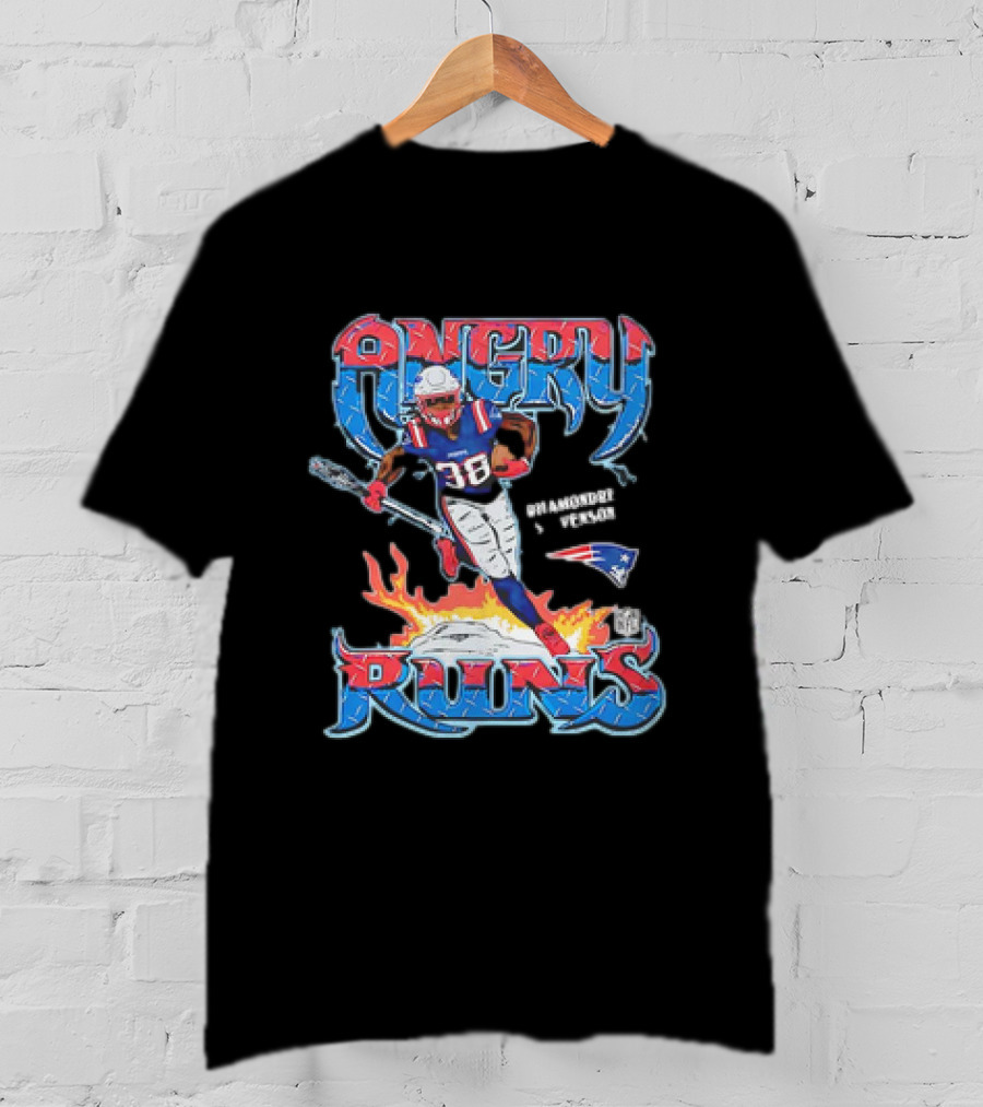 Angry Runs Rhamondre Stevenson New England Patriots NFL T-Shirt