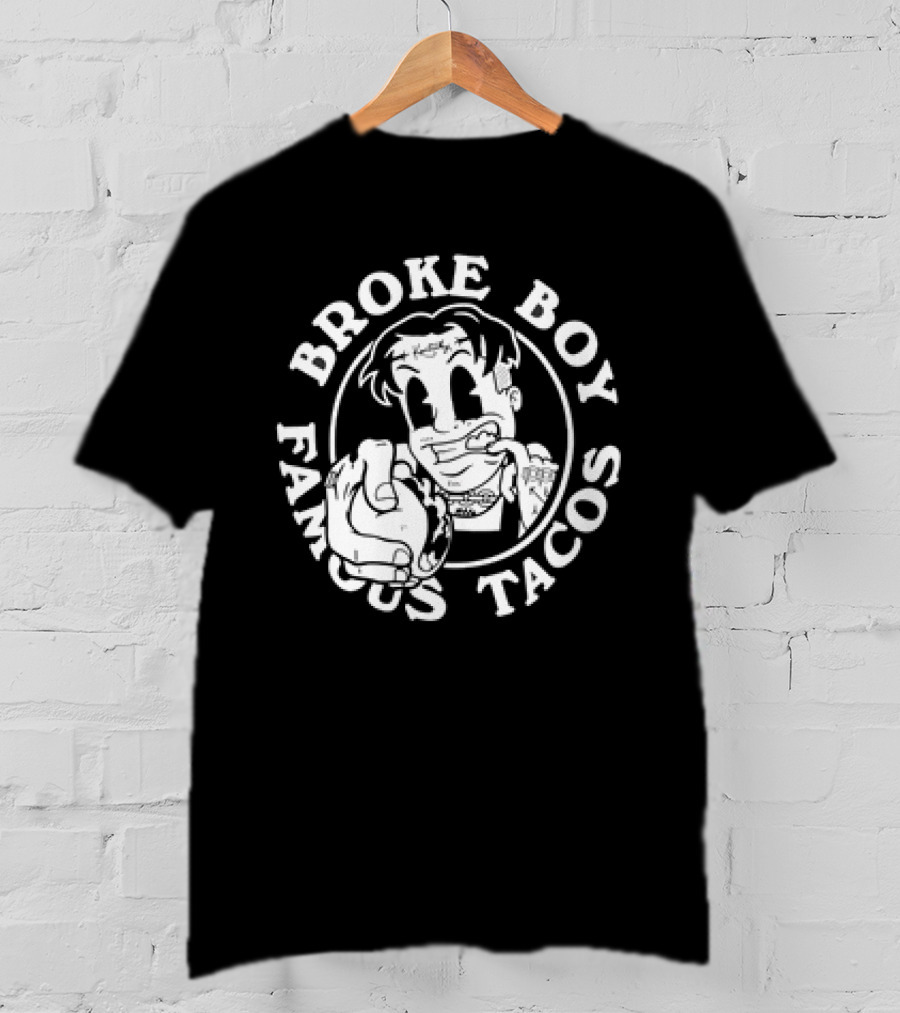 Broke Boy Famous Tacos Comic Character Hand Gesture T-Shirt