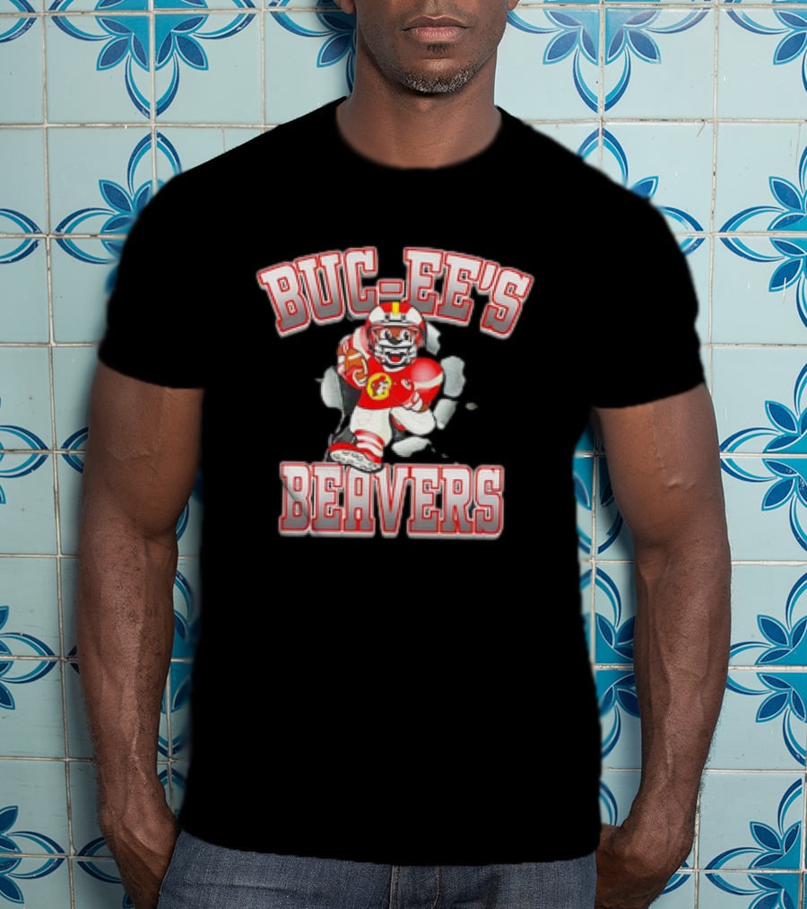 Buc-Ee’s Beavers Football Mascot Running With Ball T-Shirt