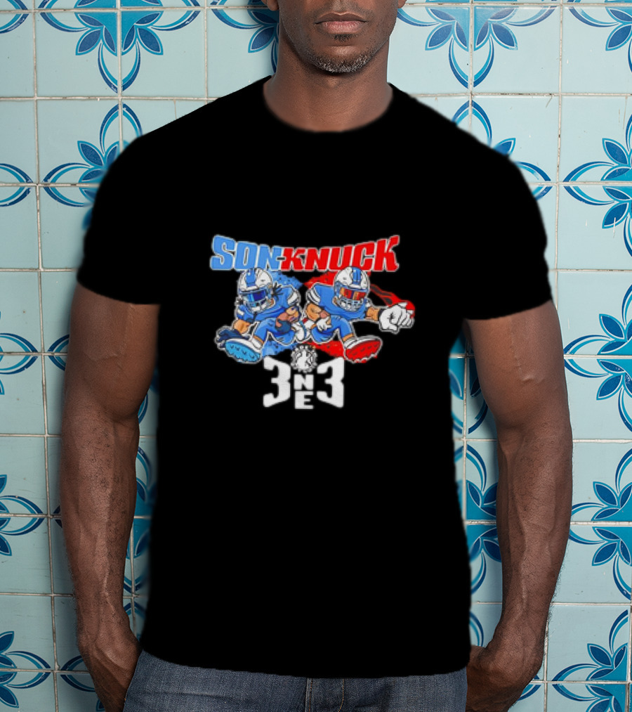 Son-Knuck 3NE3 Detroit Lions Inspired Football Characters T-Shirt