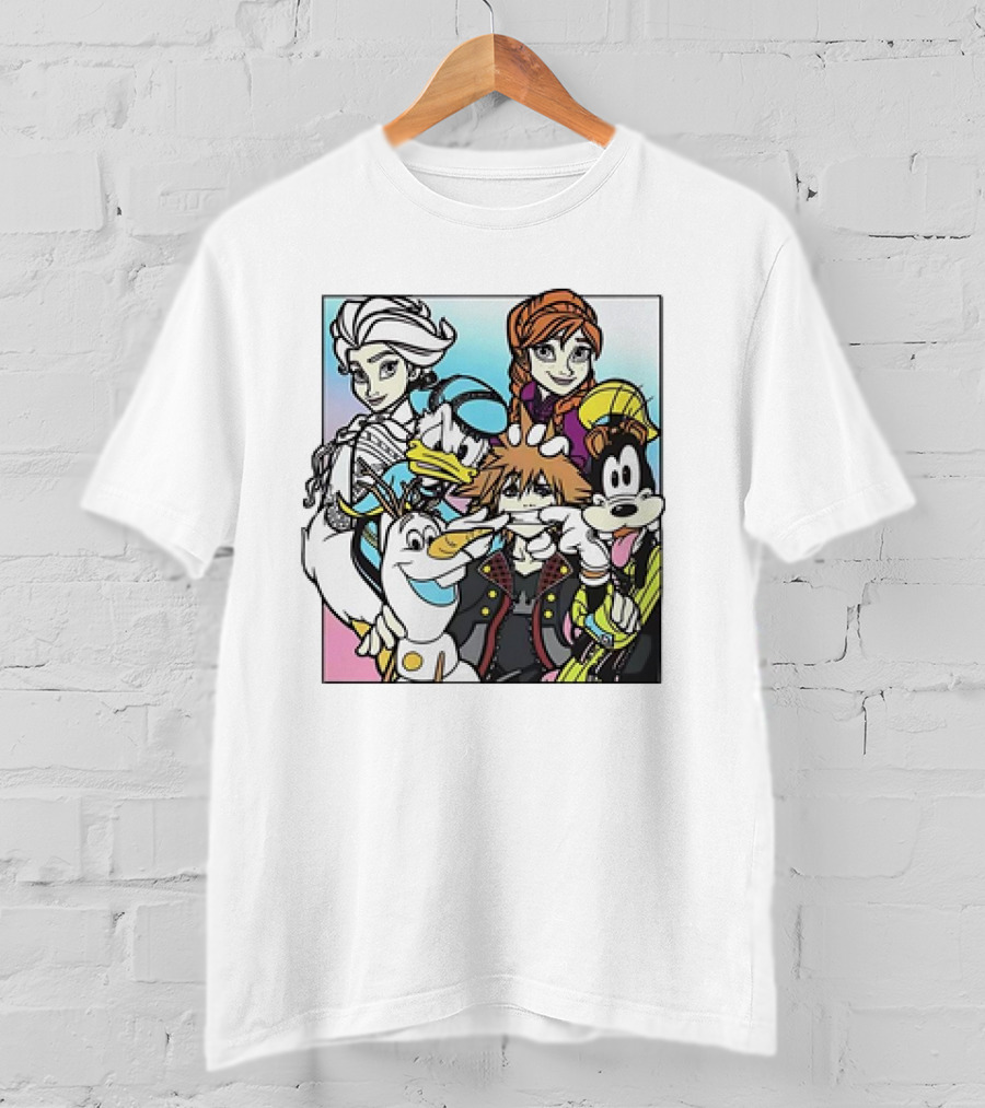 Disney Kingdom Hearts Frozen Characters Crossover T-Shirt