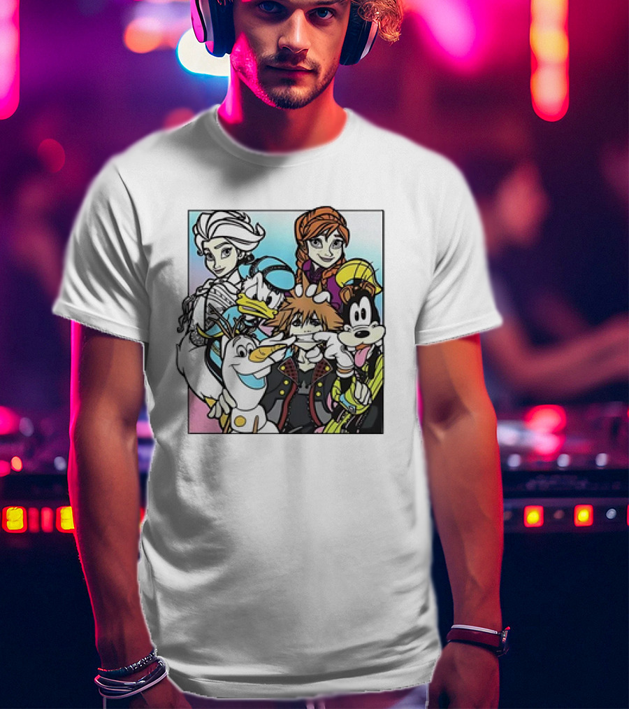Disney Kingdom Hearts Frozen Characters Crossover T-Shirt