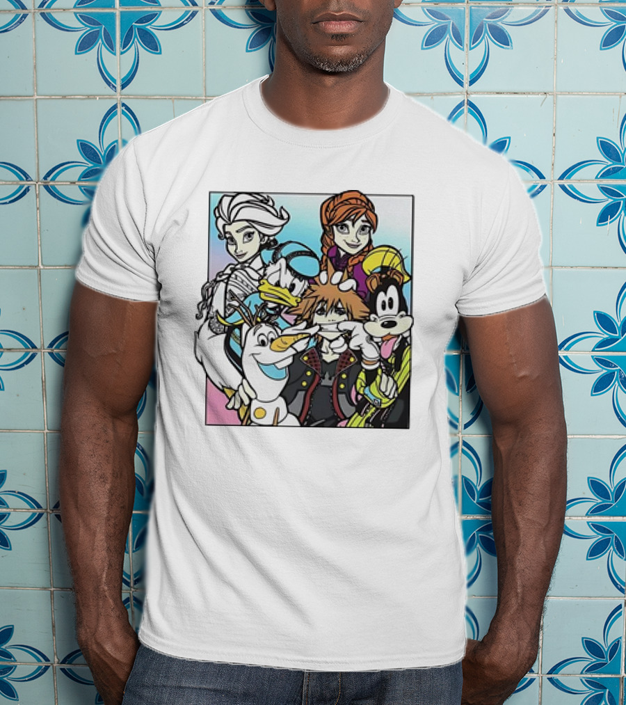 Disney Kingdom Hearts Frozen Characters Crossover T-Shirt
