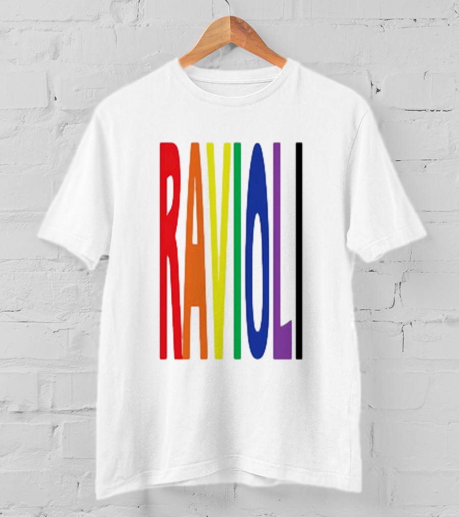 Ravioli Rainbow Colorful Block Letters T-Shirt