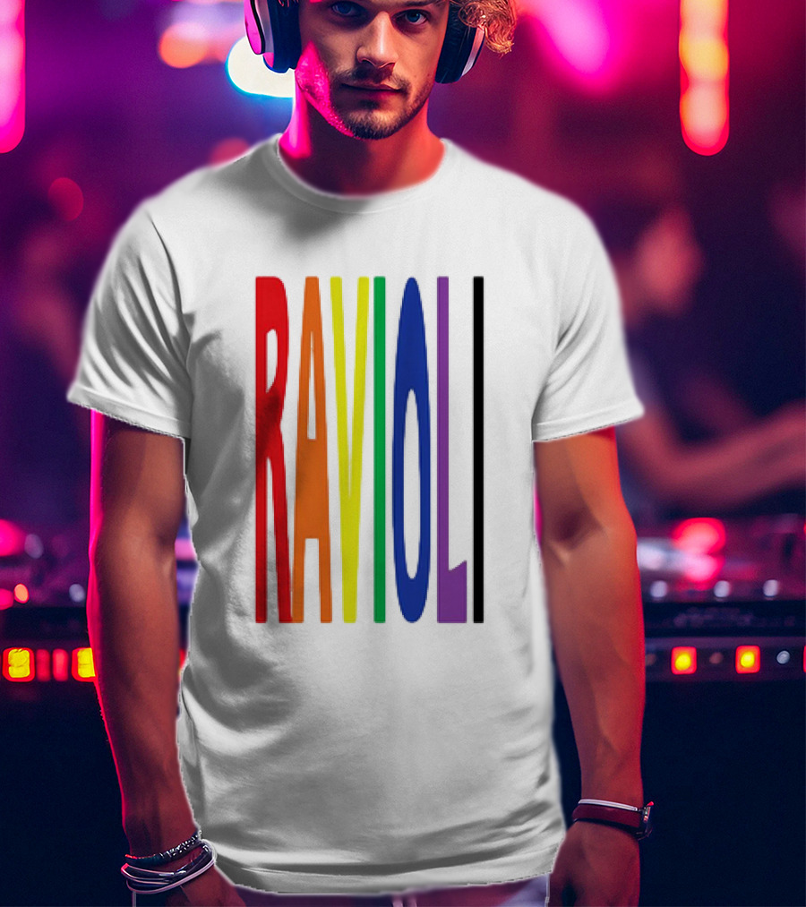 Ravioli Rainbow Colorful Block Letters T-Shirt