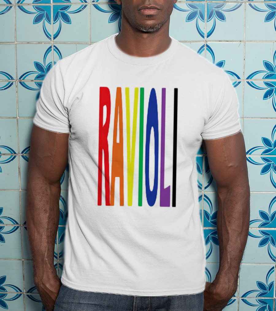 Ravioli Rainbow Colorful Block Letters T-Shirt