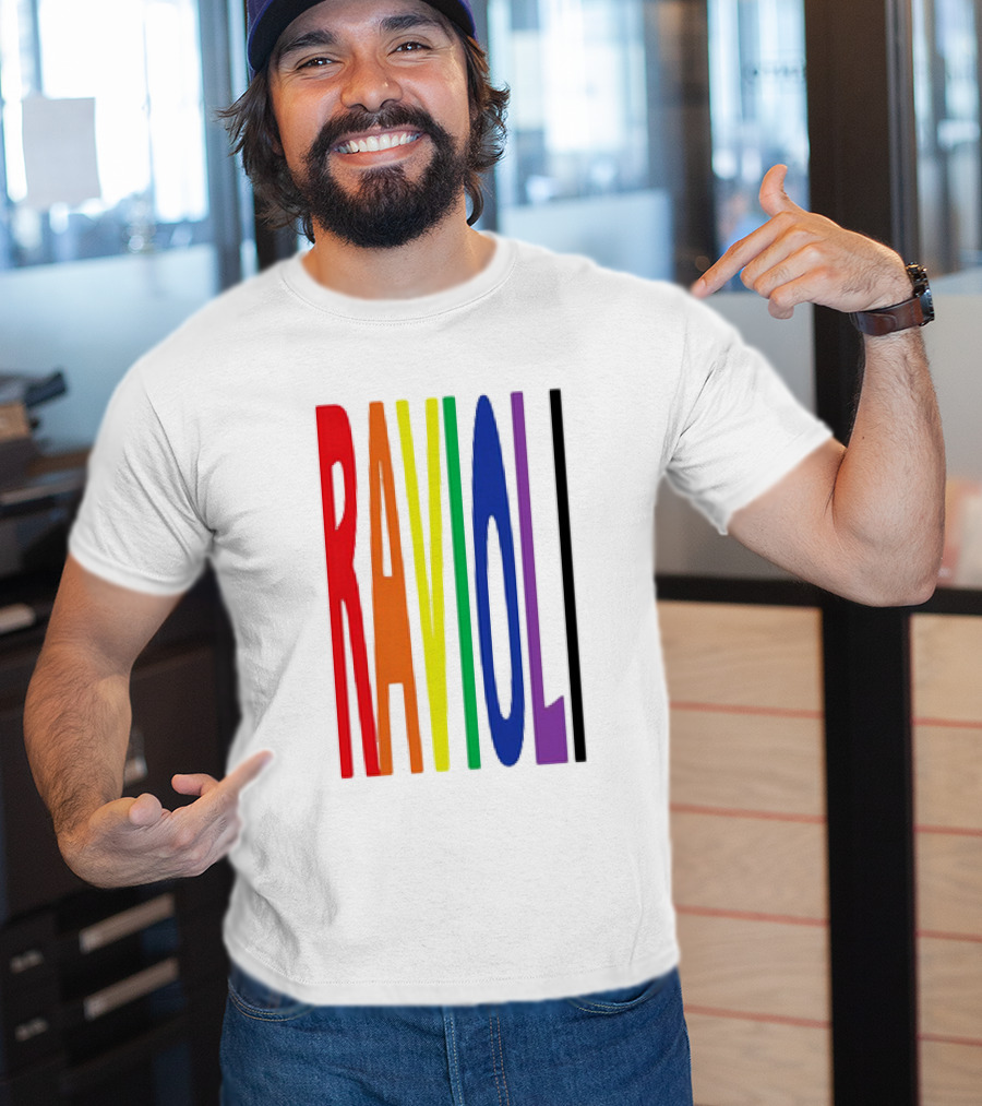 Ravioli Rainbow Colorful Block Letters T-Shirt