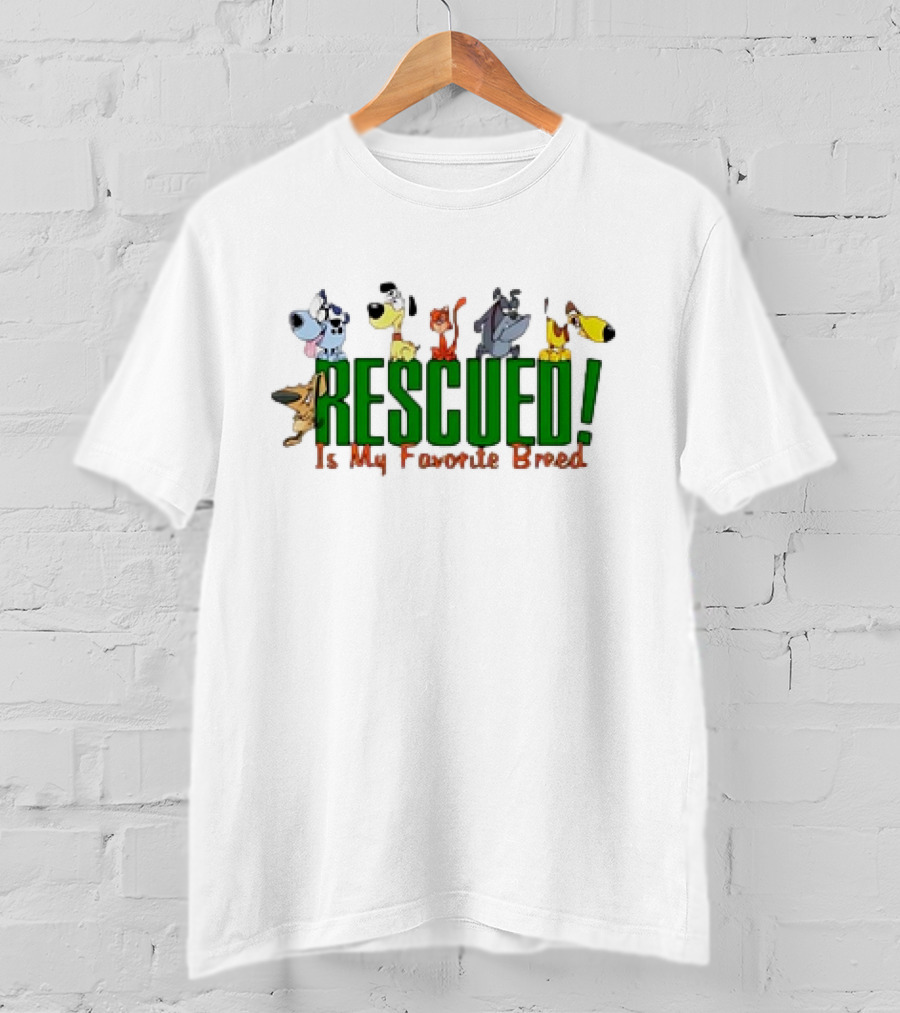 Rescued Is My Favorite Breed Cartoon Dogs Together T-Shirt