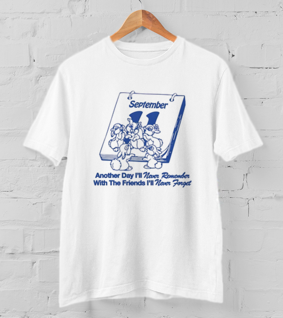 September 11 Calendar Imagery With Cartoon Rabbits And Friendship T-Shirt