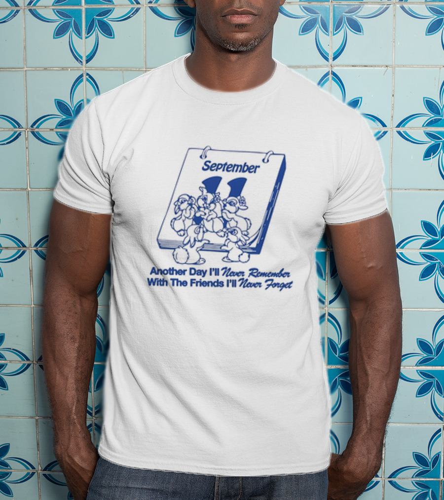 September 11 Calendar Imagery With Cartoon Rabbits And Friendship T-Shirt