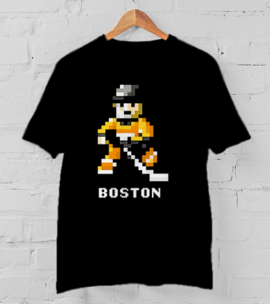 Boston Pixelated Hockey Player T-Shirt