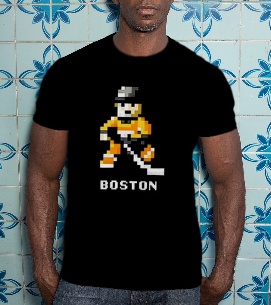 Boston Pixelated Hockey Player T-Shirt