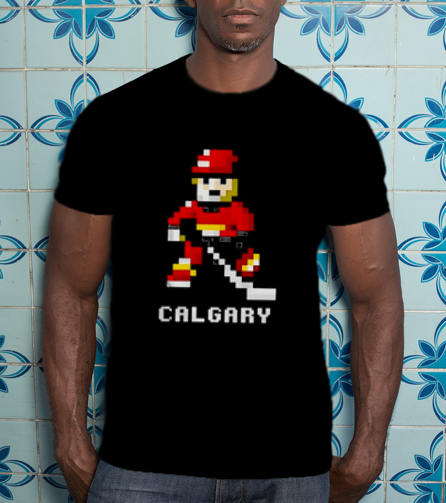 Calgary Hockey Pixelated Player T-Shirt
